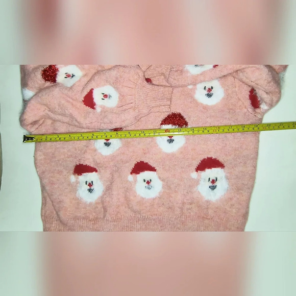 Women's Festive Holiday Santa Claus Pink Cozy Fuzzy Ugly Christmas Sweater, S - Picture 6 of 8